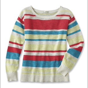 Orvis linen‎ rainbow striped sweater